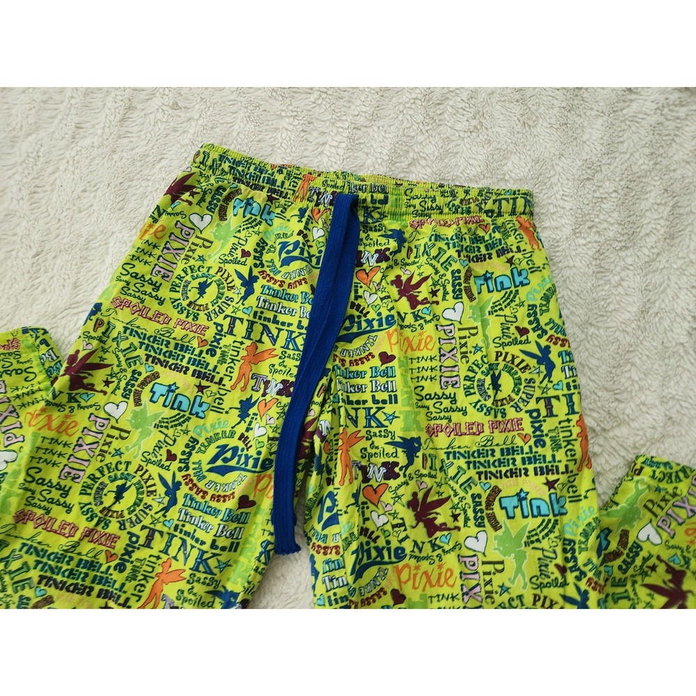 Disney Disneyland Resort Tinker Bell Pajama Pants Women's XS Green All Over... - Picture 2 of 6